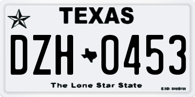 TX license plate DZH0453