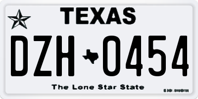 TX license plate DZH0454