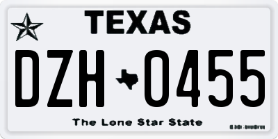 TX license plate DZH0455