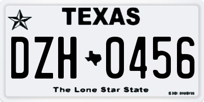 TX license plate DZH0456
