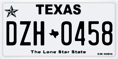 TX license plate DZH0458