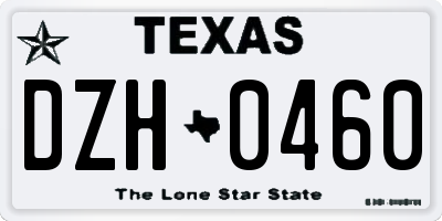 TX license plate DZH0460