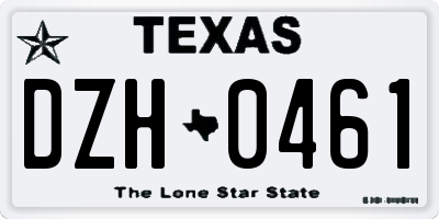 TX license plate DZH0461
