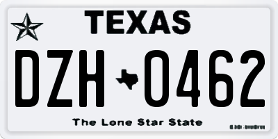 TX license plate DZH0462