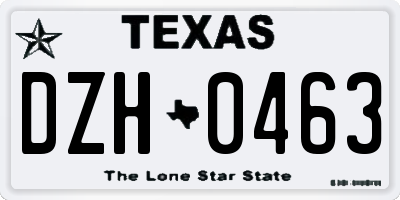TX license plate DZH0463