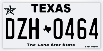 TX license plate DZH0464