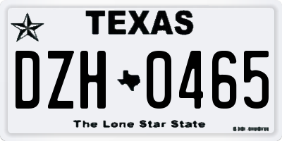 TX license plate DZH0465