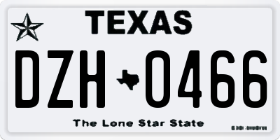 TX license plate DZH0466