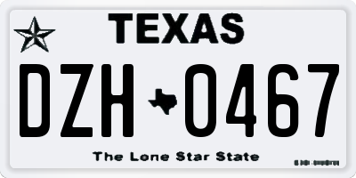 TX license plate DZH0467