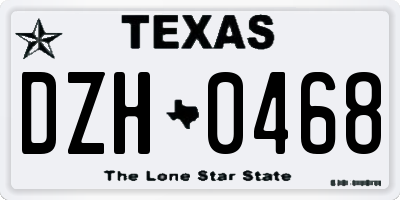 TX license plate DZH0468