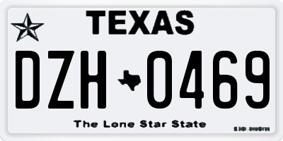 TX license plate DZH0469
