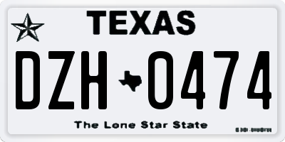 TX license plate DZH0474