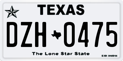 TX license plate DZH0475