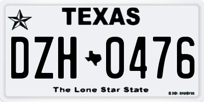 TX license plate DZH0476