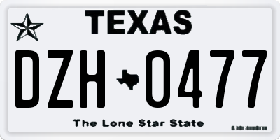 TX license plate DZH0477
