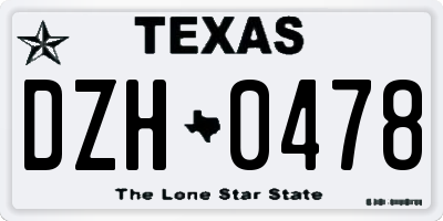 TX license plate DZH0478