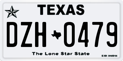 TX license plate DZH0479