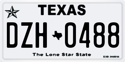 TX license plate DZH0488