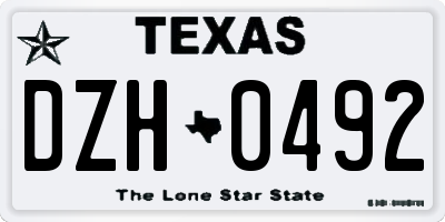 TX license plate DZH0492