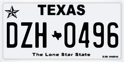TX license plate DZH0496