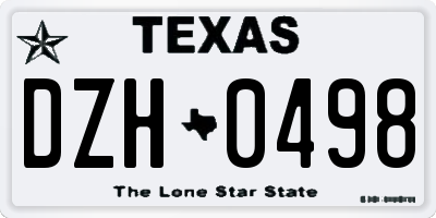 TX license plate DZH0498