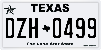 TX license plate DZH0499