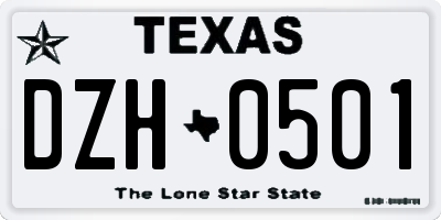 TX license plate DZH0501
