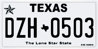 TX license plate DZH0503