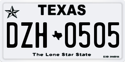 TX license plate DZH0505