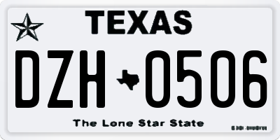 TX license plate DZH0506