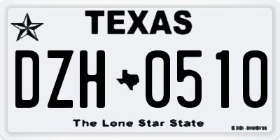 TX license plate DZH0510