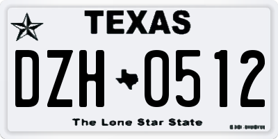 TX license plate DZH0512