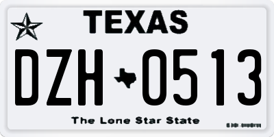 TX license plate DZH0513