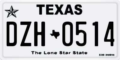 TX license plate DZH0514