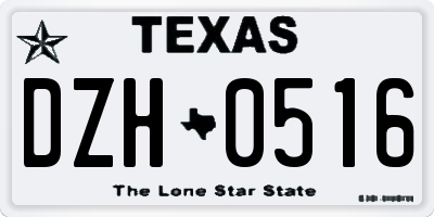 TX license plate DZH0516
