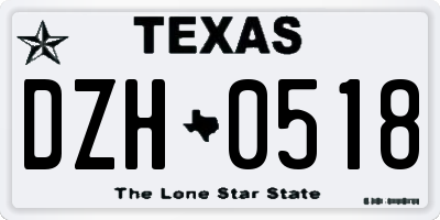 TX license plate DZH0518