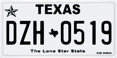 TX license plate DZH0519