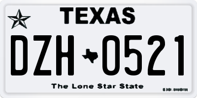 TX license plate DZH0521