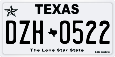 TX license plate DZH0522