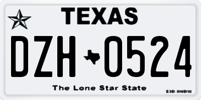 TX license plate DZH0524