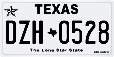 TX license plate DZH0528