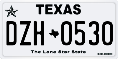 TX license plate DZH0530
