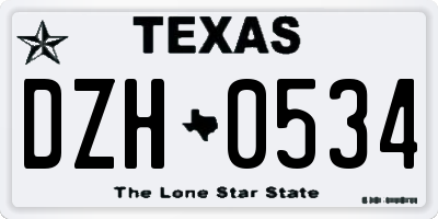 TX license plate DZH0534