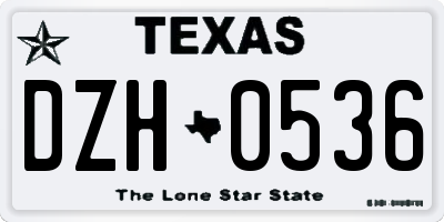 TX license plate DZH0536