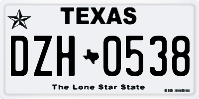TX license plate DZH0538