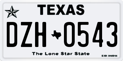 TX license plate DZH0543