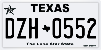 TX license plate DZH0552