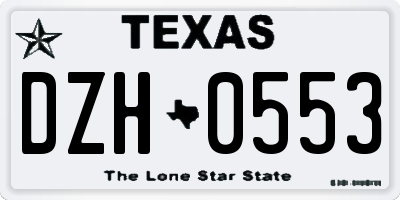 TX license plate DZH0553