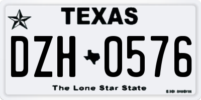 TX license plate DZH0576