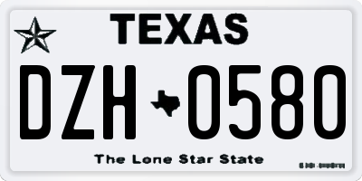 TX license plate DZH0580